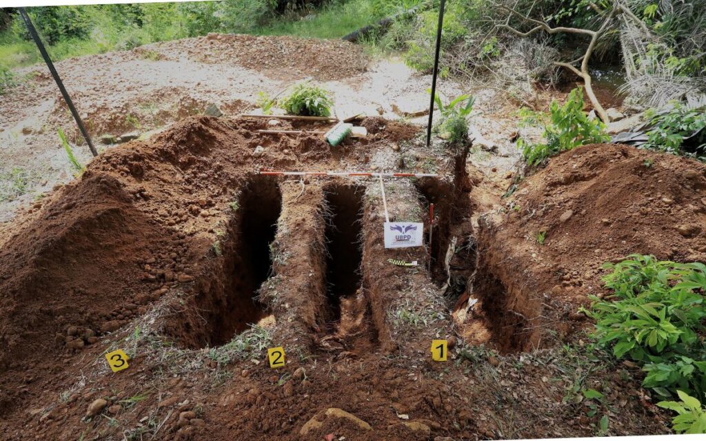 Lugares donde se recuperaron cuerpos en el cementerio de Zaragoza, Antioquia.