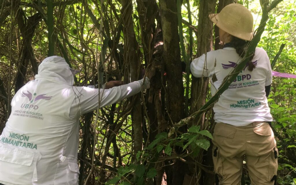 Equipo de investigación y forense de la UBPD en trabajo de campo durante recuperación de cuerpo en Montes de María, Bolívar