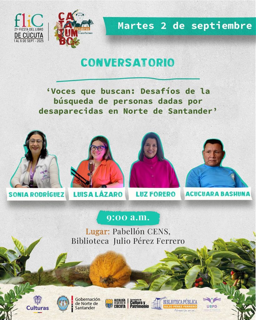 Desde el 2019, la Unidad de Búsqueda de Personas dadas por Desaparecidas (UBPD) ha participado en el Salón de la memoria y la verdad, un espacio que reúne iniciativas de organizaciones, entidades e instituciones que trabajan por la construcción de paz y la dignificación de las víctimas del conflicto armado en Norte de Santander.