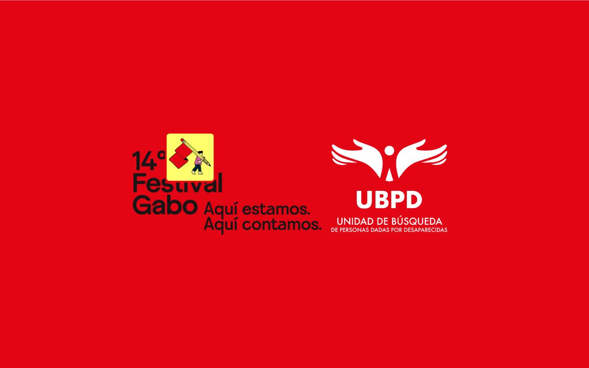 Logo del Festival Gabo de la Fundación Gabo y logo de la Unidad de Búsqueda de Personas dadas por Desaparecidas