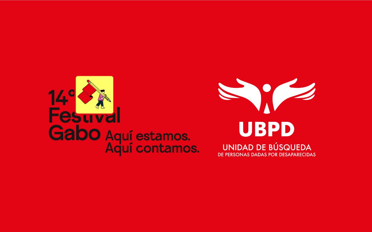 Logo del Festival Gabo de la Fundación Gabo y logo de la Unidad de Búsqueda de Personas dadas por Desaparecidas